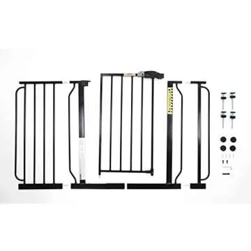 Regalo Easy Step 49-Inch Extra Wide Baby Gate, Includes 4-Inch and 12-Inch Extension Kit, 4 Pack of Pressure Mount Kit and 4 Pack of Wall Mount Kit, Black