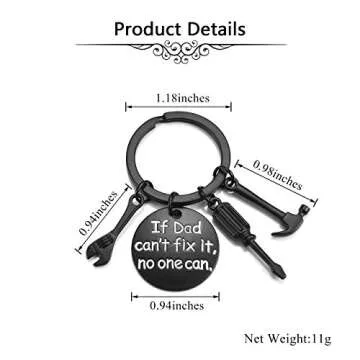 Top Plaza Christmas Gifts for Dad from Daughter Son Father’s Day Birthday Gifts Black Dad Keychain Keyrings If Dad Can’t Fix It, No One Can Dad Presents