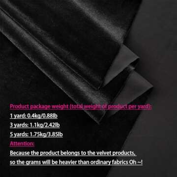 MaiMaiSuan Black Velvet Fabric by The Yard,1 Yard 60" Wide Soft Stretchy Velvet Cloth for Upholstery Sofa Chair Cover,DIY Sewing,Costume,Craft,Curtain