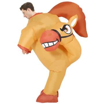 COMIN Inflatable Horse Costume Adult Funny Ride on Blow up Cosplay Halloween Costumes for Men Women (63")