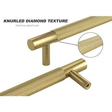 RZDEAL 4Pcs 5 Inch Solid Brass Cabinet Pulls Kitchen Cupboard Handles Modern Drawer Pulls Bathroom Cabinet Pulls Wardrobe Door Handles (Hole Centers:5.04"(128mm), Gold)