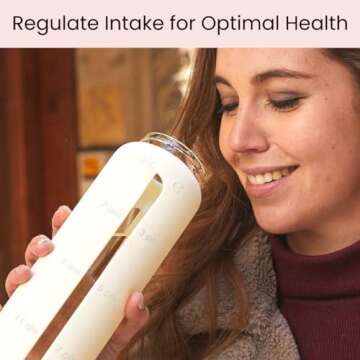 Uba Glass Water Bottle with Time Markers 32 oz