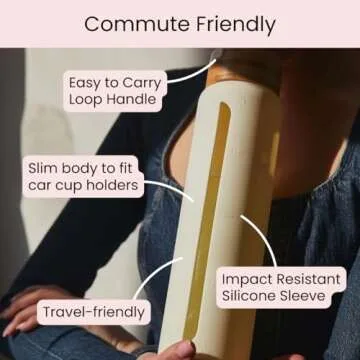 Uba Glass Water Bottle with Time Markers 32 oz