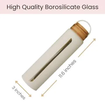 Uba Glass Water Bottle with Time Markers 32 oz