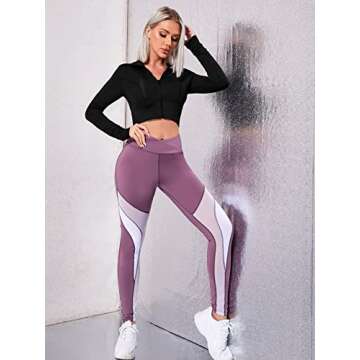 SOLY HUX Women's Lightweight Full Zip Athletic Long Sleeve Crop Running Workout Yoga Sportwear Jacket Plain Black XL