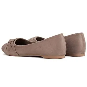 MaxMuxun Women's Flats - Comfortable Faux Suede Round Toe Ballet Shoes