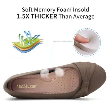 MaxMuxun Women's Flats Shoes Faux Suede Round Toe Ballet Dressy Flats Comfortable Slip On Walking Shoes Taupe