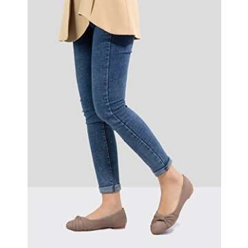MaxMuxun Women's Flats Shoes Faux Suede Round Toe Ballet Dressy Flats Comfortable Slip On Walking Shoes Taupe