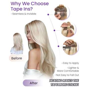 LaaVoo Tape in Hair Extensions Human Hair Tape in Extensions Real Blonde Tape in Human Hair Extensio...