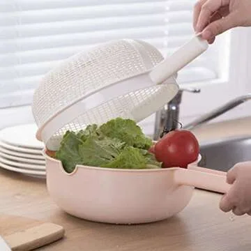 Plastic Handles Rice Wash Basket - Versatile Kitchen Colander