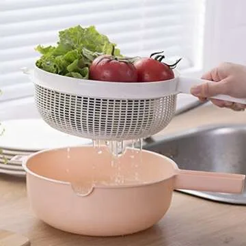 Plastic Handles Rice Wash Basket - Versatile Kitchen Colander