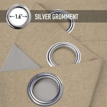 100% Blackout Shield Sliding Door Curtains, Extra Wide Curtains 84 Inch Long, Patio Door Grommet Drapes for Living Room, 100”W x 84”L, Natural