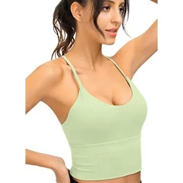 SIGNEALA Sports Bra for Women Longline - V Neck Padded Workout Bras - Strappy Crop Top for Yoga Gym 3 Pack