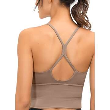 SIGNEALA Sports Bra for Women Longline - V Neck Padded Workout Bras - Strappy Crop Top for Yoga Gym 3 Pack