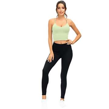 SIGNEALA Sports Bra for Women Longline - V Neck Padded Workout Bras - Strappy Crop Top for Yoga Gym 3 Pack