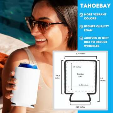 TahoeBay Blank Beer Can Cooler Sleeves (25-Pack) Bulk Sublimation Blanks for Vinyl Plain Collapsible...