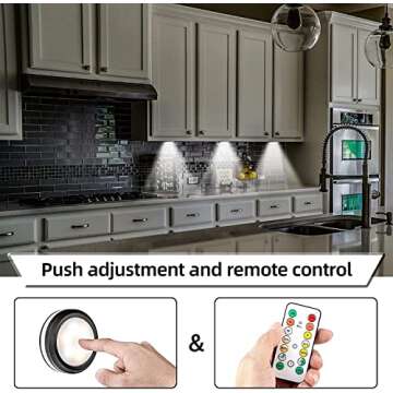 HOLKPOILOT Battery-Operated Night Lights Puck Lights with Control,Under Cabinet Lighting,Under Count...