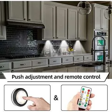 HOLKPOILOT Battery-Operated Night Lights Puck Lights with Control,Under Cabinet Lighting,Under Count...