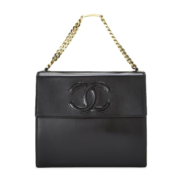Chanel Black Lambskin 'CC' Flap Handbag - Pre-Loved Luxury