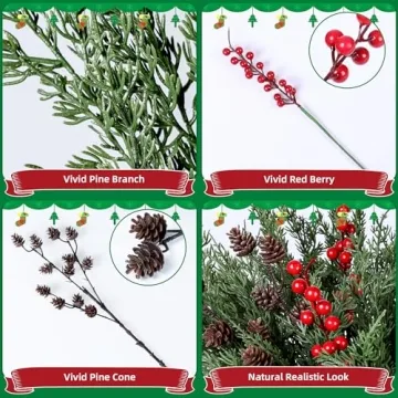 Faux Cedar Stems Artificial Norfolk Pine Branches 17 PCS