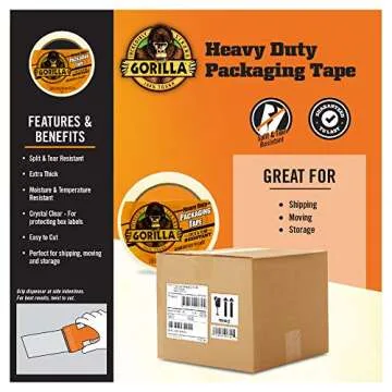 Gorilla Heavy Duty Packing Tape, 1.88" x 40 yd, Clear, 6-Pack