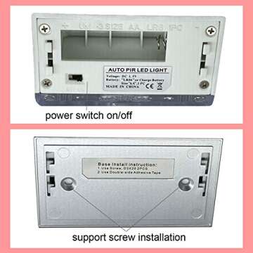 DEEIRAO Home Keyhole Infrared PIR Wireless Auto Sensor Motion Detector LED Light lamp for Kitchen Hallway Stairway Silver