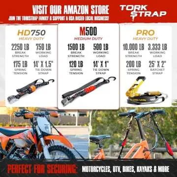 TorkStrap M500 - Spring Loaded 14' Tie Down Straps