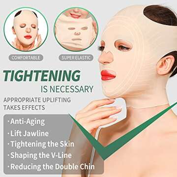 JLK-ZHOU Reusable Facial Slimming Mask Anti Wrinkle V Full Face Lifting Chin Cheek Lift up Slim Belt Band Strap Slimming Thin Mask Sleeping Belts (Full Face Belts)