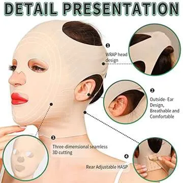 JLK-ZHOU Reusable Facial Slimming Mask Anti Wrinkle V Full Face Lifting Chin Cheek Lift up Slim Belt Band Strap Slimming Thin Mask Sleeping Belts (Full Face Belts)