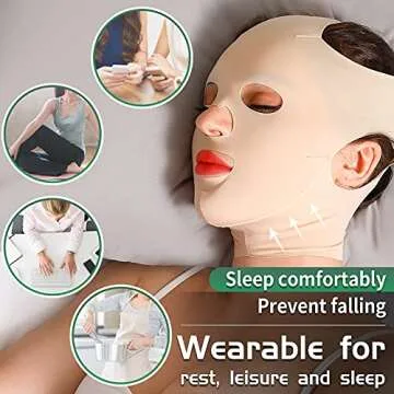 JLK-ZHOU Reusable Facial Slimming Mask Anti Wrinkle V Full Face Lifting Chin Cheek Lift up Slim Belt Band Strap Slimming Thin Mask Sleeping Belts (Full Face Belts)