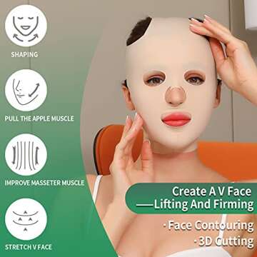 JLK-ZHOU Reusable Facial Slimming Mask Anti Wrinkle V Full Face Lifting Chin Cheek Lift up Slim Belt Band Strap Slimming Thin Mask Sleeping Belts (Full Face Belts)