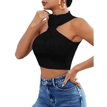 Fashionable Sleeveless Halter Twist Crop Top for Women