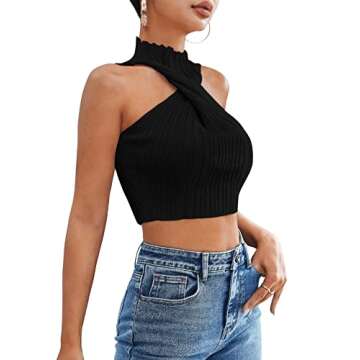 Fashionable Sleeveless Halter Twist Crop Top for Women