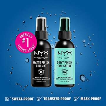 NYX PROFESSIONAL MAKEUP Makeup Setting Spray - Matte + Dewy Finish ( Pack Of 2), Vegan Formula (Packaging May Vary)