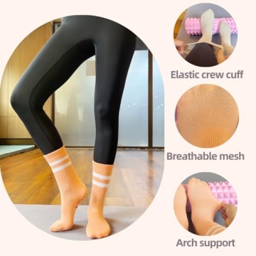 Babipany Women's Grippy Pilates Socks for Yoga or Barre
