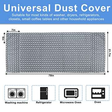 Washer and Dryer Covers for the Top, Magnet Non-slip Washing Machine Cover, Washer Cover with 8 Storage Pocket, 79 x 22 Inches Washer Top Protector for Laundry Kitchen Home