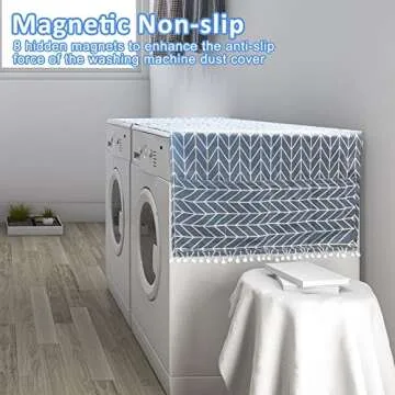 Washer and Dryer Covers for the Top, Magnet Non-slip Washing Machine Cover, Washer Cover with 8 Storage Pocket, 79 x 22 Inches Washer Top Protector for Laundry Kitchen Home