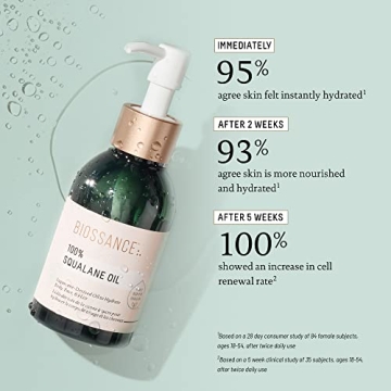 Biossance 100% Squalane Oil - Vegan Hydrating Face & Body Oil