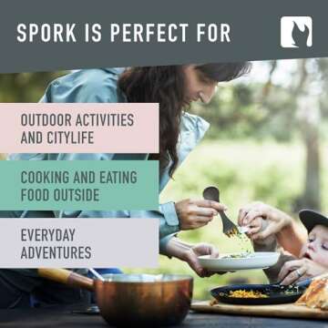 Light My Fire Titanium Spork Camping Spoon Fork Knife Combo Reusable Travel & Camping Utensils - Unbreakable Non-Toxic BPA Free Outdoor Backpacking Hiking Picnic Utensil, 1 Metal Spork