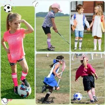Olreco Kids Soccer Socks Toddler Soccer Socks Girls Soccer Socks Kids 4-6 Pink Soccer Socks Youth Baseball Socks Softabll Socks