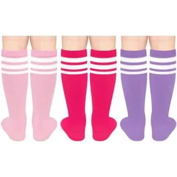 Olreco Kids Soccer Socks Toddler Soccer Socks Girls Soccer Socks Kids 4-6 Pink Soccer Socks Youth Baseball Socks Softabll Socks
