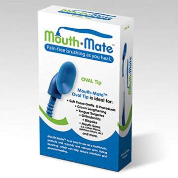 Mouth-Mate Large Oval Oral Hygiene and Tooth Brushing Aid with Unique Bendable Handle and Soft Tip to Improve Comfort, 5 Pack