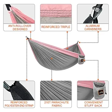 AnorTrek Lightweight Portable Camping Hammock with Tree Straps