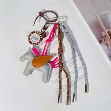 QTMY Cute Horse Braided Keychain Bag Charms for Handbag Purse Backpack Accessories Bogg Bag,348