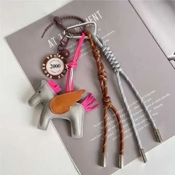 QTMY Cute Horse Braided Keychain Bag Charms for Handbag Purse Backpack Accessories Bogg Bag,348