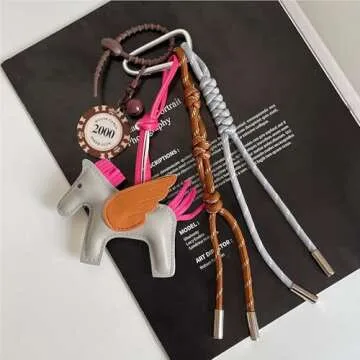QTMY Cute Horse Braided Keychain Bag Charms for Handbag Purse Backpack Accessories Bogg Bag,348