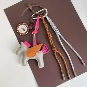 QTMY Cute Horse Braided Keychain Bag Charms for Handbag Purse Backpack Accessories Bogg Bag,348