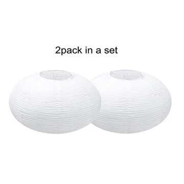 2Pack White Oval Paper lanterns 16”, Chinese Japanese paper lantern lights Paper Lamp shade for Home Decor Wedding Birthday party decorations(White-16inch-2PCS)