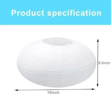 2Pack White Oval Paper lanterns 16”, Chinese Japanese paper lantern lights Paper Lamp shade for Home Decor Wedding Birthday party decorations(White-16inch-2PCS)