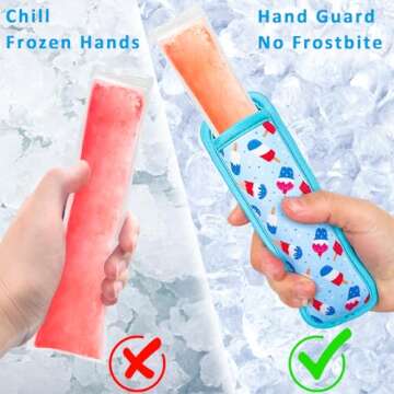 Amintiri Popsicle Holder for Kids, 6 Pieces Ice Pop Neoprene Insulator Sleeves, Freeze Pops Neoprene Sleeves, Cute Ice Sleeves Holder, Reusable Washable Ice Popsicle Sleeves for Boys Girls